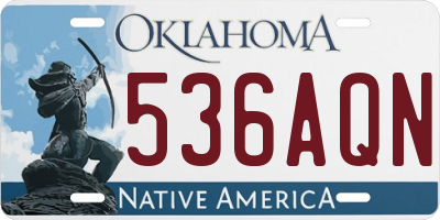 OK license plate 536AQN