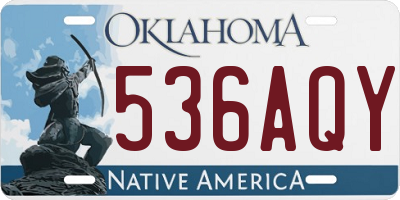 OK license plate 536AQY