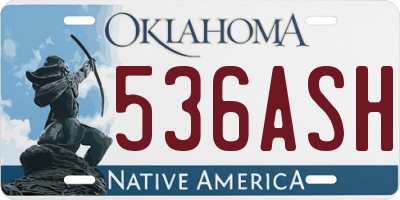 OK license plate 536ASH