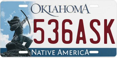 OK license plate 536ASK
