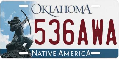 OK license plate 536AWA