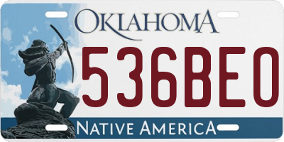 OK license plate 536BEO