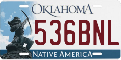 OK license plate 536BNL