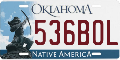 OK license plate 536BOL
