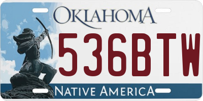 OK license plate 536BTW