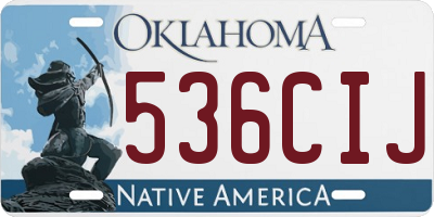OK license plate 536CIJ