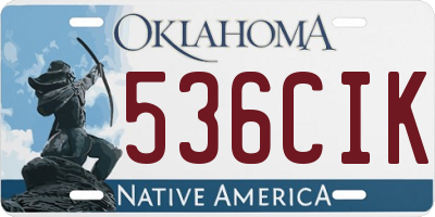 OK license plate 536CIK