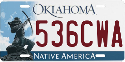 OK license plate 536CWA