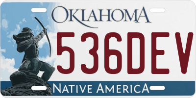 OK license plate 536DEV