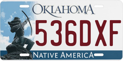 OK license plate 536DXF