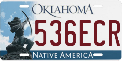 OK license plate 536ECR