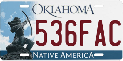 OK license plate 536FAC