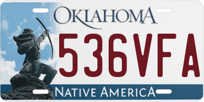 OK license plate 536VFA