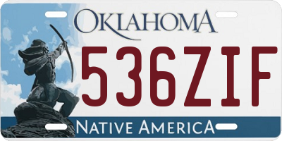 OK license plate 536ZIF