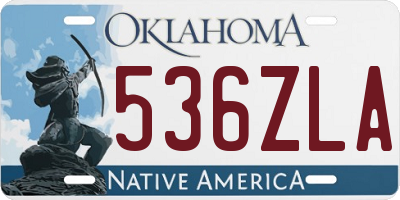 OK license plate 536ZLA