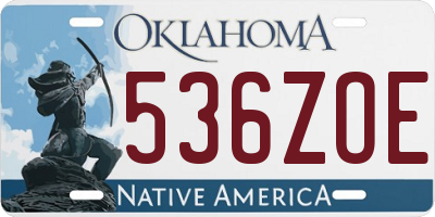 OK license plate 536ZOE