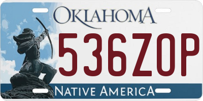 OK license plate 536ZOP
