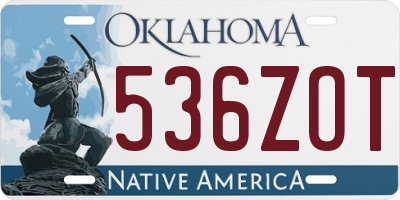 OK license plate 536ZOT