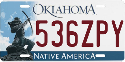 OK license plate 536ZPY
