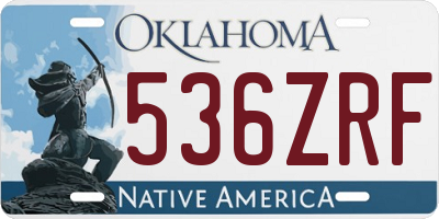 OK license plate 536ZRF