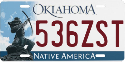 OK license plate 536ZST