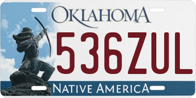 OK license plate 536ZUL