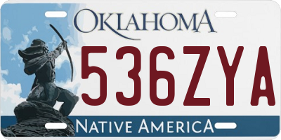 OK license plate 536ZYA
