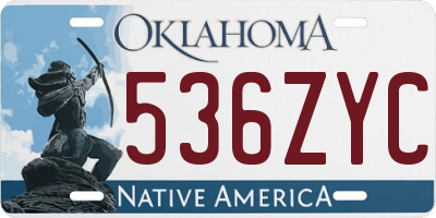 OK license plate 536ZYC