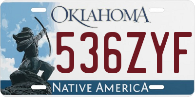 OK license plate 536ZYF