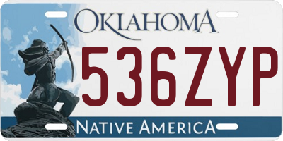 OK license plate 536ZYP