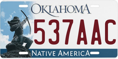 OK license plate 537AAC
