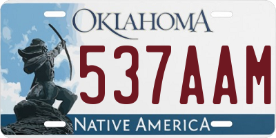 OK license plate 537AAM