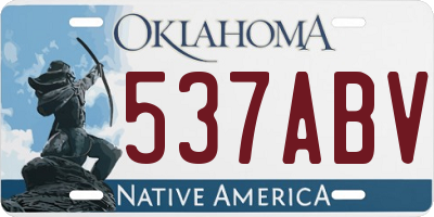 OK license plate 537ABV