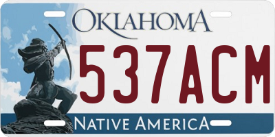 OK license plate 537ACM