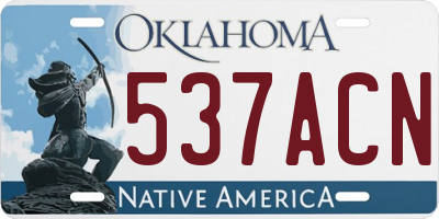 OK license plate 537ACN