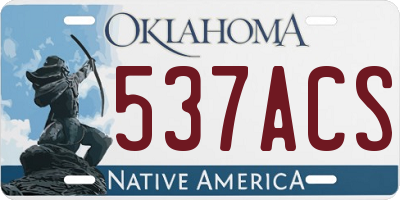 OK license plate 537ACS
