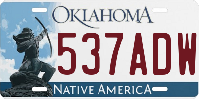 OK license plate 537ADW