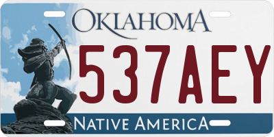 OK license plate 537AEY