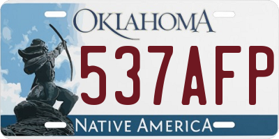 OK license plate 537AFP
