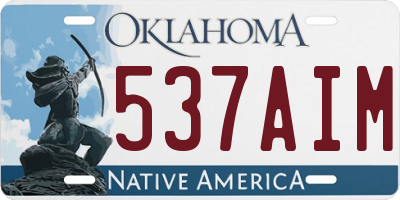 OK license plate 537AIM