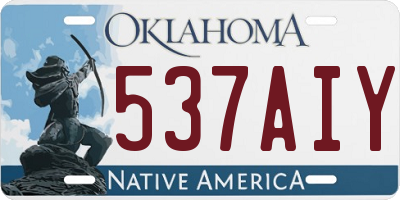 OK license plate 537AIY