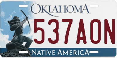 OK license plate 537AON