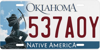 OK license plate 537AOY
