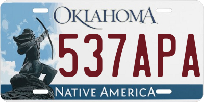 OK license plate 537APA
