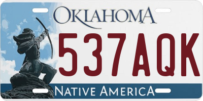 OK license plate 537AQK