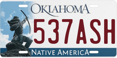 OK license plate 537ASH