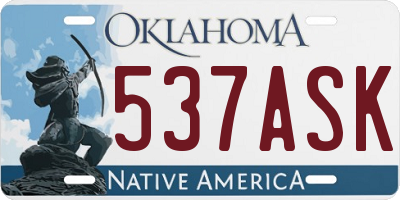 OK license plate 537ASK