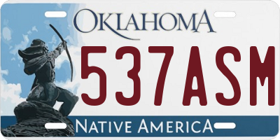 OK license plate 537ASM