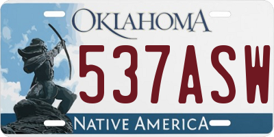 OK license plate 537ASW