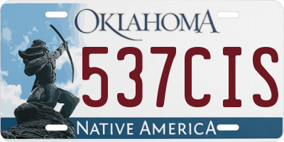 OK license plate 537CIS